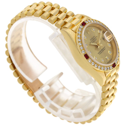 ROLEX ロレックス 69068G デイトジャスト 10P ダイヤモンド 腕時計 K18YG レディース 中古