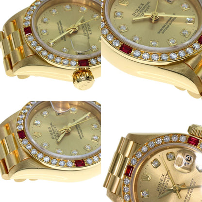 ROLEX ロレックス 69068G デイトジャスト 10P ダイヤモンド 腕時計 K18YG レディース 中古