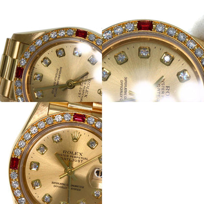 ROLEX ロレックス 69068G デイトジャスト 10P ダイヤモンド 腕時計 K18YG レディース 中古