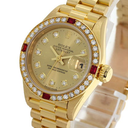 ROLEX ロレックス 69068G デイトジャスト 10P ダイヤモンド 腕時計 K18YG レディース 中古
