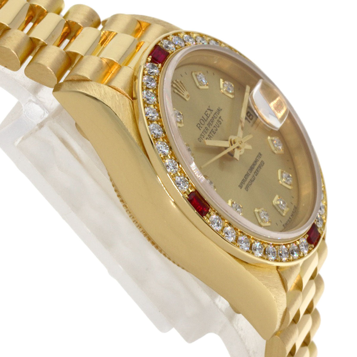 ROLEX ロレックス 69068G デイトジャスト 10P ダイヤモンド 腕時計 K18YG レディース 中古