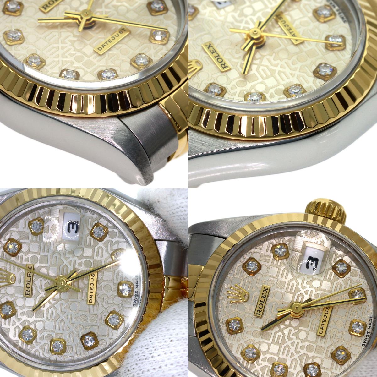ROLEX ロレックス 69173G デイトジャスト 10P ダイヤモンド 腕時計 SS レディース 中古