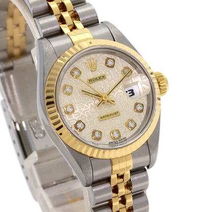 ROLEX ロレックス 69173G デイトジャスト 10P ダイヤモンド 腕時計 SS レディース 中古