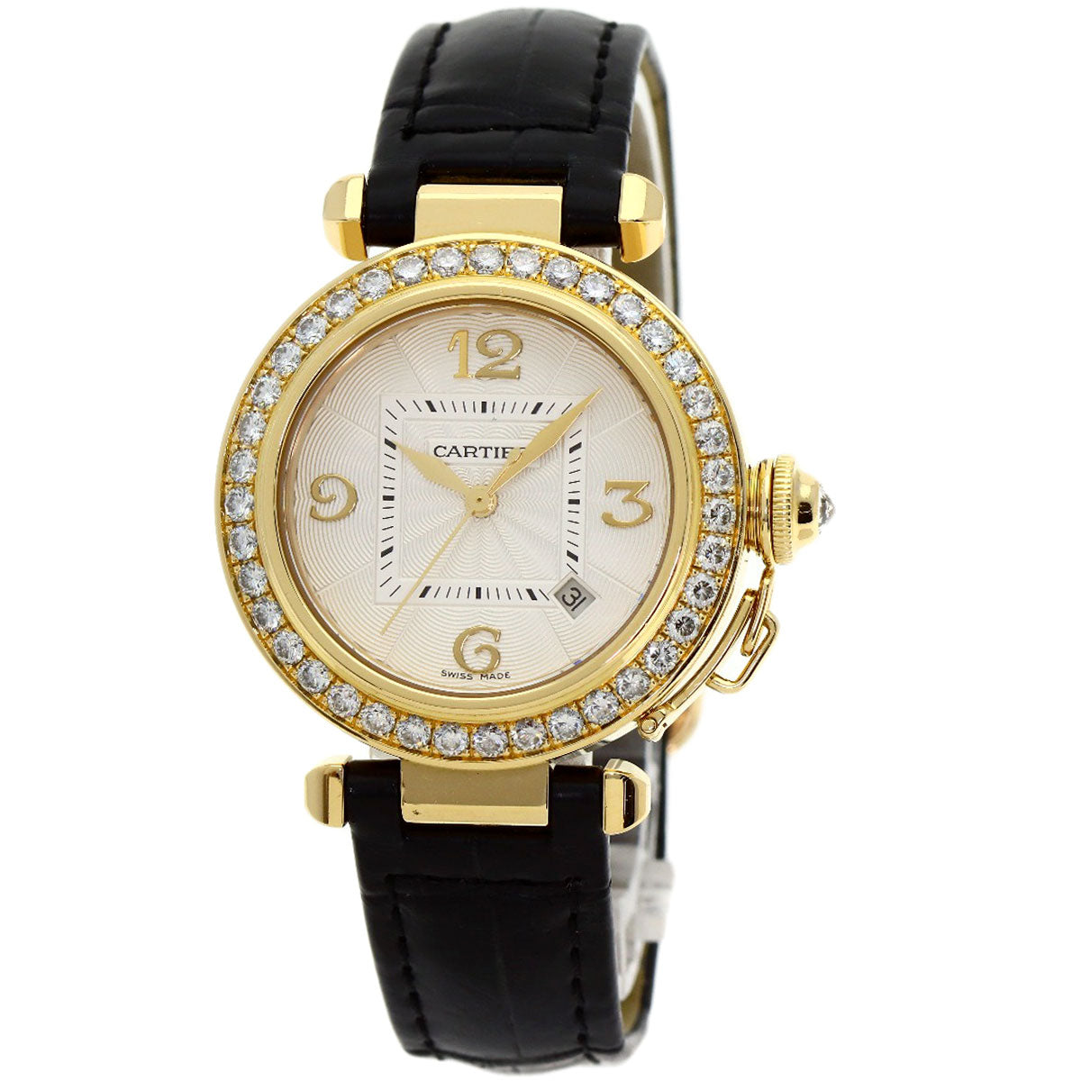 CARTIER カルティエ WJ111551 パシャ 32mm　ベゼルダイヤモンド 腕時計 K18YG レディース 中古