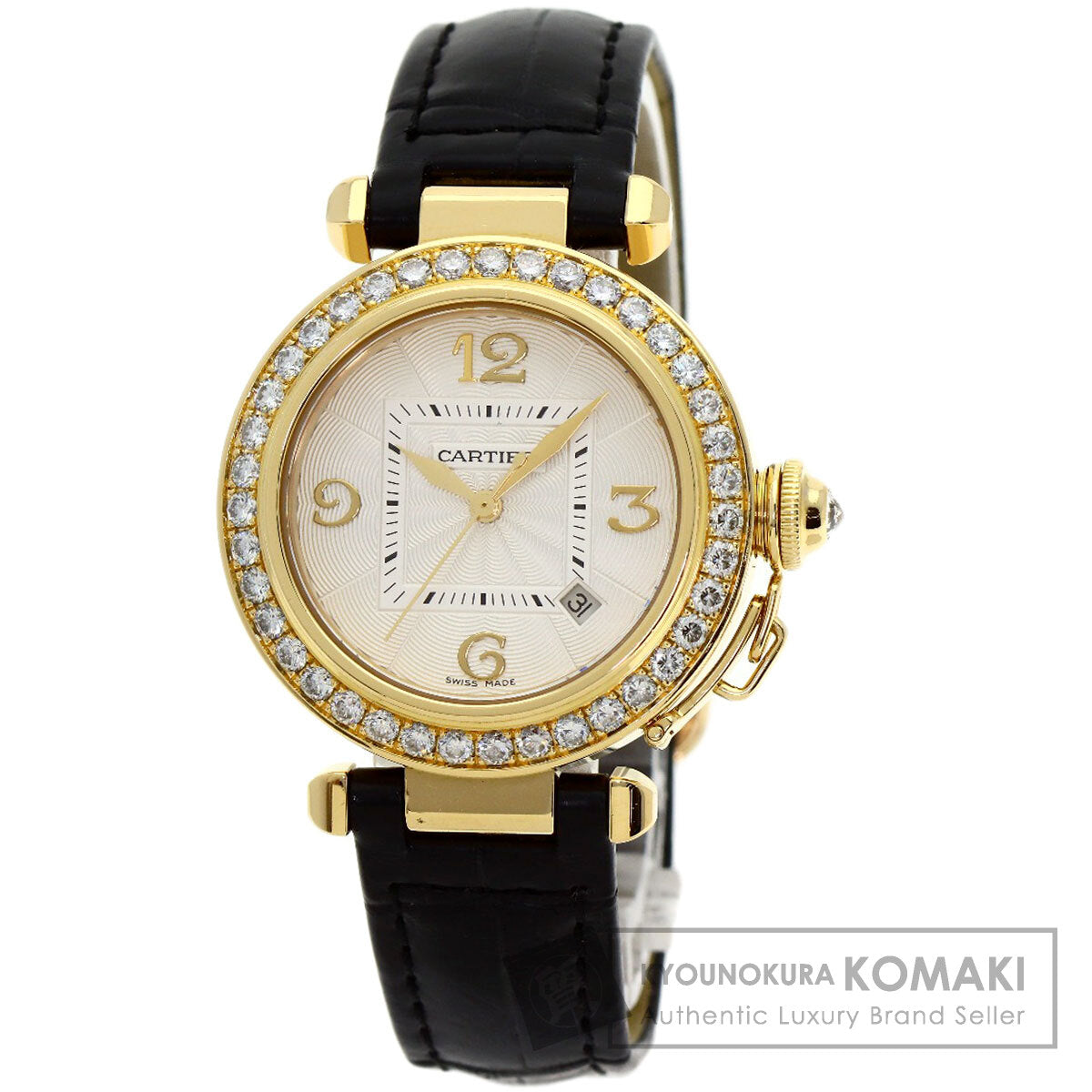 CARTIER カルティエ WJ111551 パシャ 32mm　ベゼルダイヤモンド 腕時計 K18YG レディース 中古