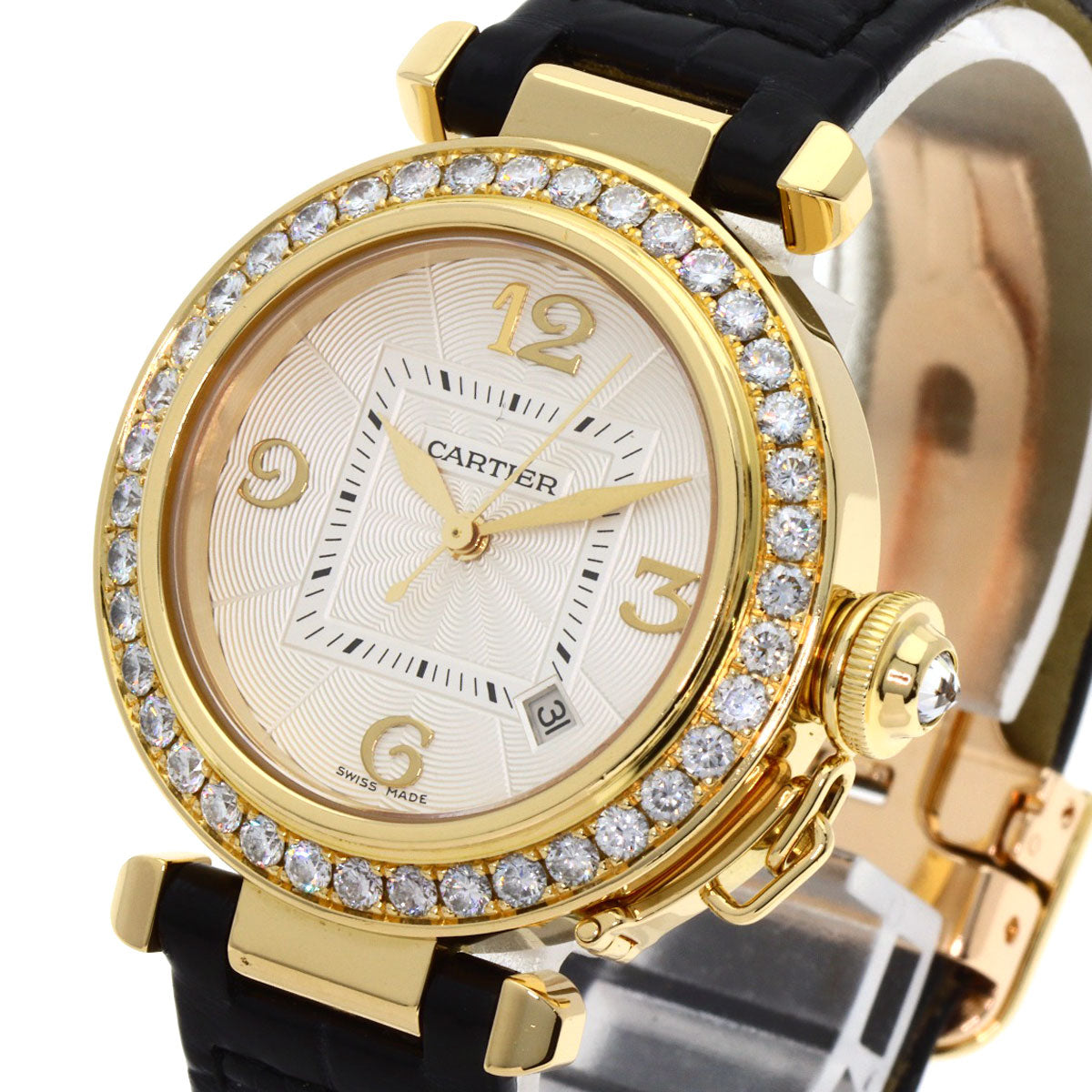 CARTIER カルティエ WJ111551 パシャ 32mm　ベゼルダイヤモンド 腕時計 K18YG レディース 中古