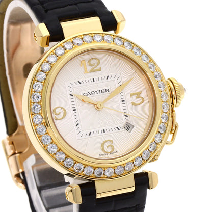 CARTIER カルティエ WJ111551 パシャ 32mm　ベゼルダイヤモンド 腕時計 K18YG レディース 中古