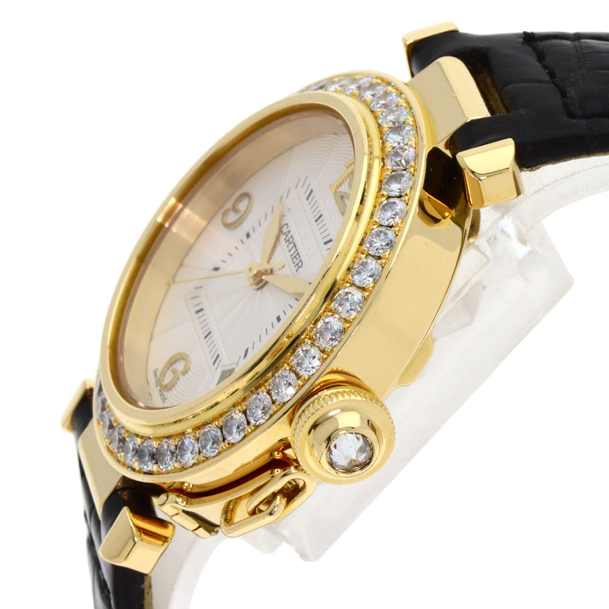CARTIER カルティエ WJ111551 パシャ 32mm　ベゼルダイヤモンド 腕時計 K18YG レディース 中古