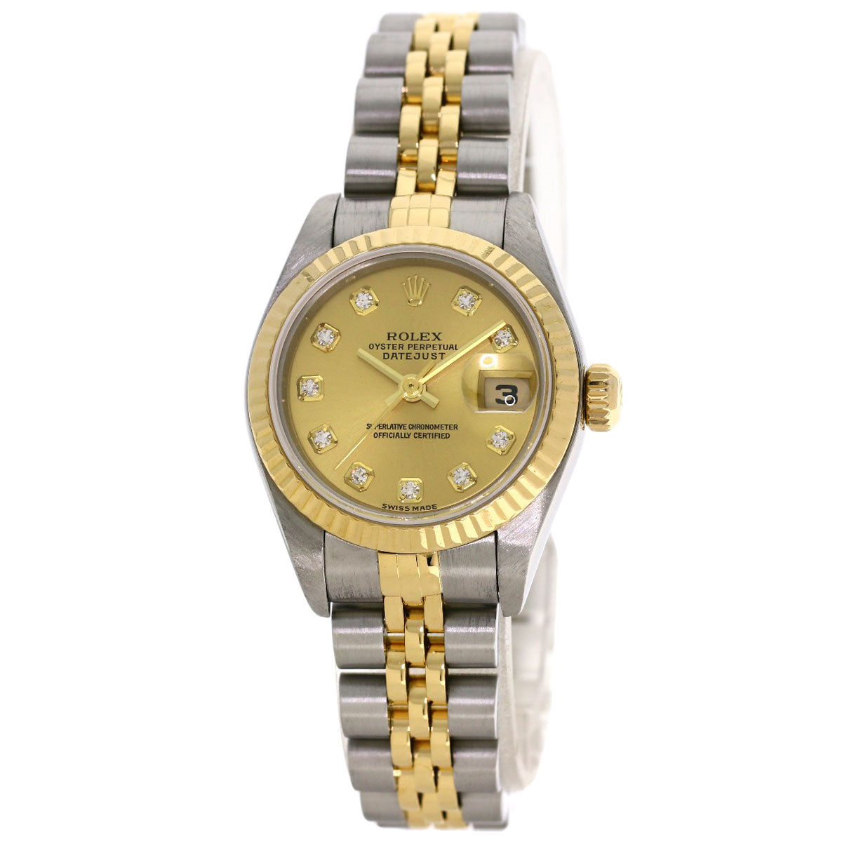 ROLEX ロレックス 79173G デイトジャスト 10P ダイヤモンド 腕時計 SS レディース 中古