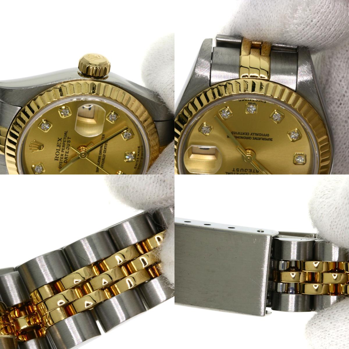 ROLEX ロレックス 79173G デイトジャスト 10P ダイヤモンド 腕時計 SS レディース 中古