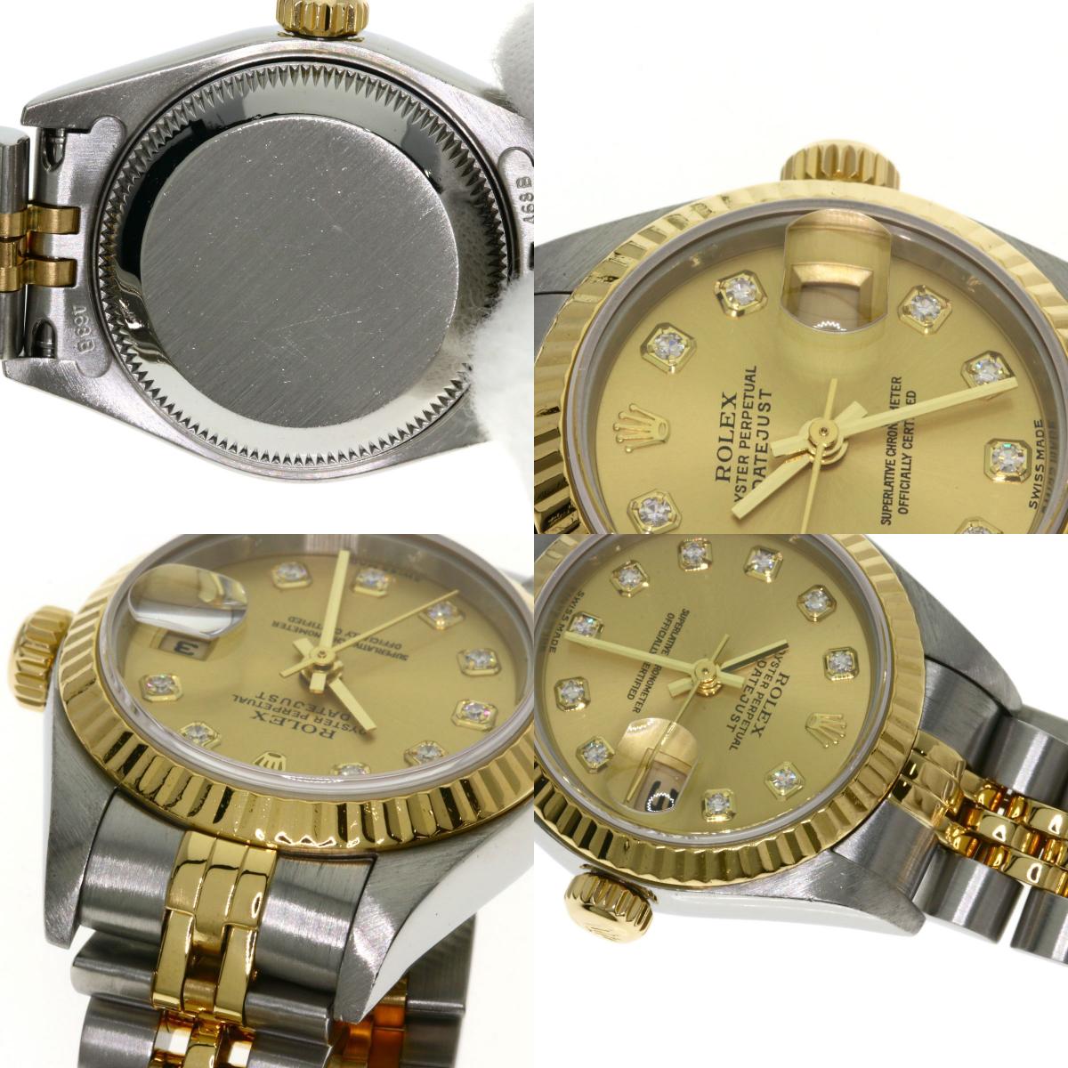 ROLEX ロレックス 79173G デイトジャスト 10P ダイヤモンド 腕時計 SS レディース 中古
