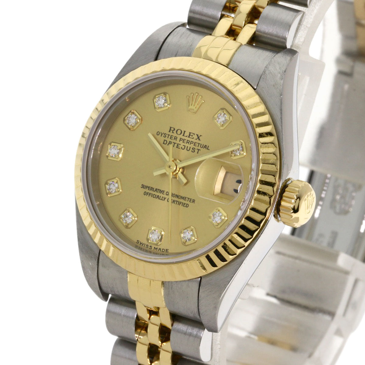 ROLEX ロレックス 79173G デイトジャスト 10P ダイヤモンド 腕時計 SS レディース 中古