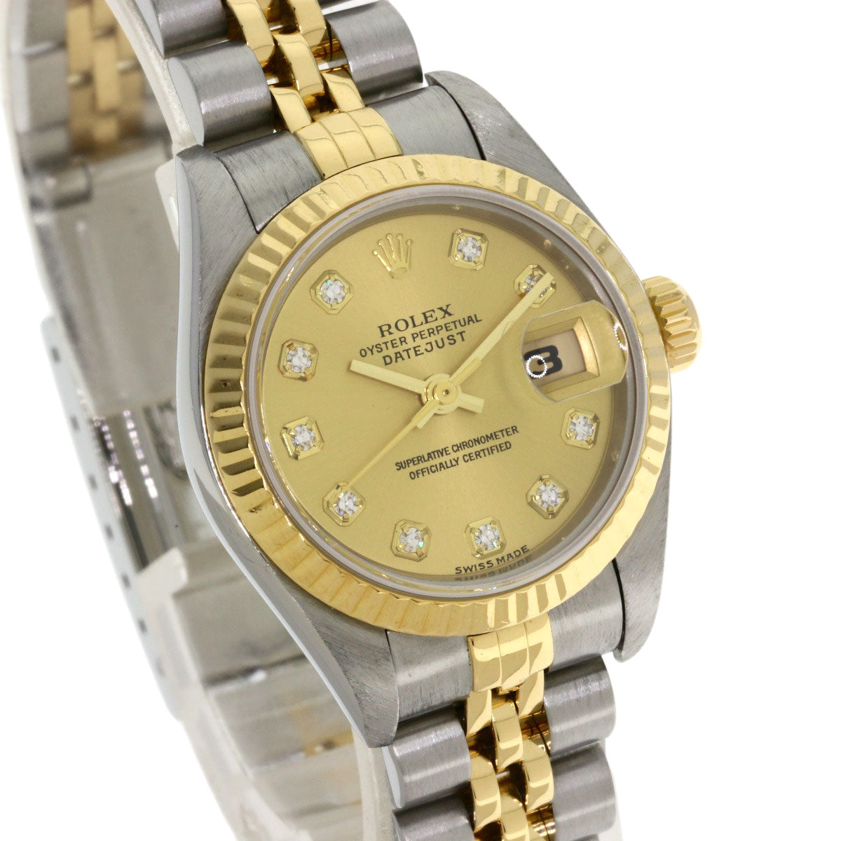 ROLEX ロレックス 79173G デイトジャスト 10P ダイヤモンド 腕時計 SS レディース 中古
