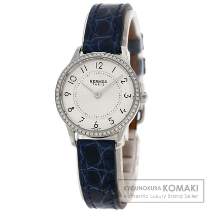 HERMES エルメス CA2.130 スリムドゥ ダイヤモンド 腕時計 SS レディース 中古