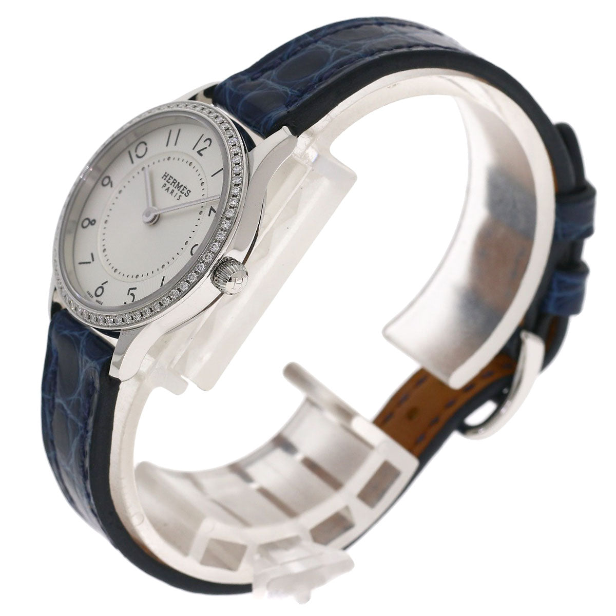 HERMES エルメス CA2.130 スリムドゥ ダイヤモンド 腕時計 SS レディース 中古