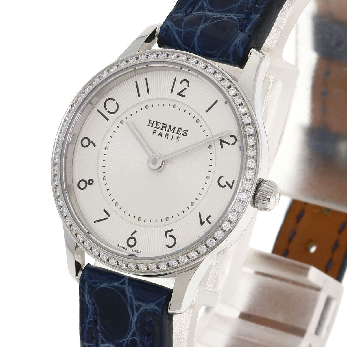 HERMES エルメス CA2.130 スリムドゥ ダイヤモンド 腕時計 SS レディース 中古