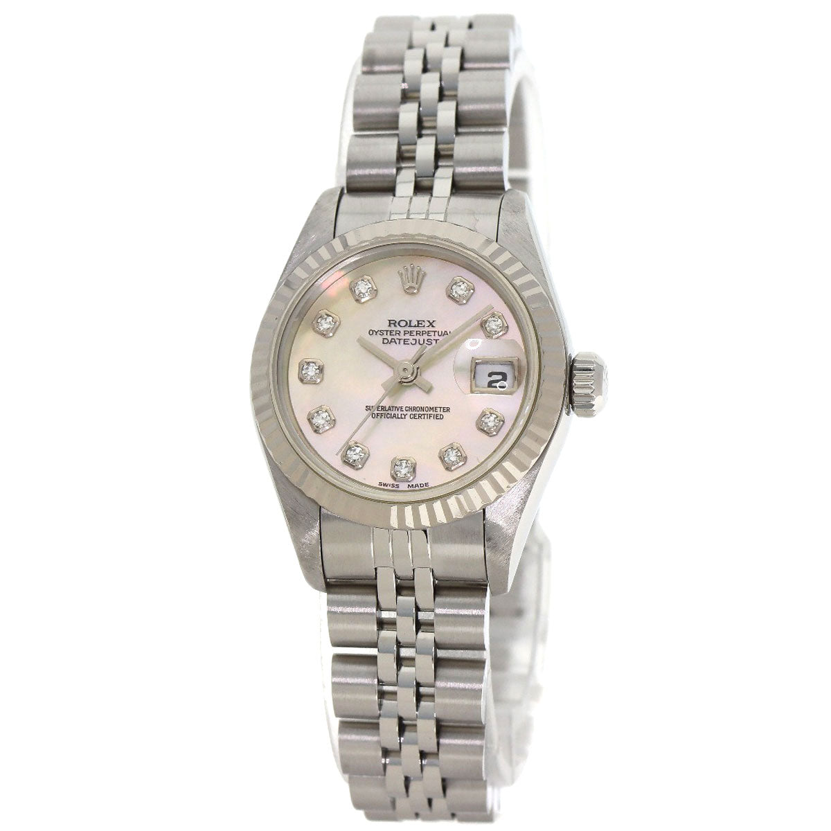 ROLEX ロレックス 69174NG デイトジャスト 10P ダイヤモンド 腕時計 SS レディース 中古