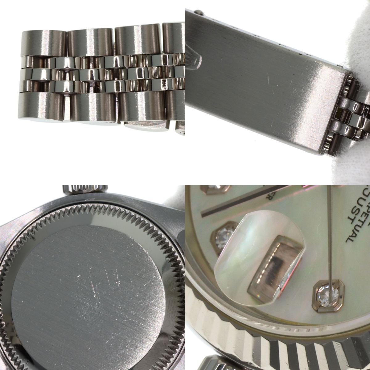 ROLEX ロレックス 69174NG デイトジャスト 10P ダイヤモンド 腕時計 SS レディース 中古