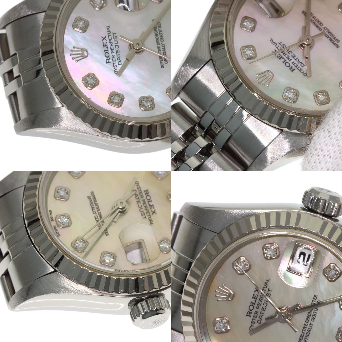 ROLEX ロレックス 69174NG デイトジャスト 10P ダイヤモンド 腕時計 SS レディース 中古