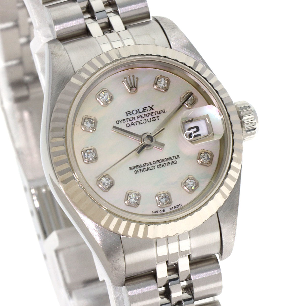ROLEX ロレックス 69174NG デイトジャスト 10P ダイヤモンド 腕時計 SS レディース 中古