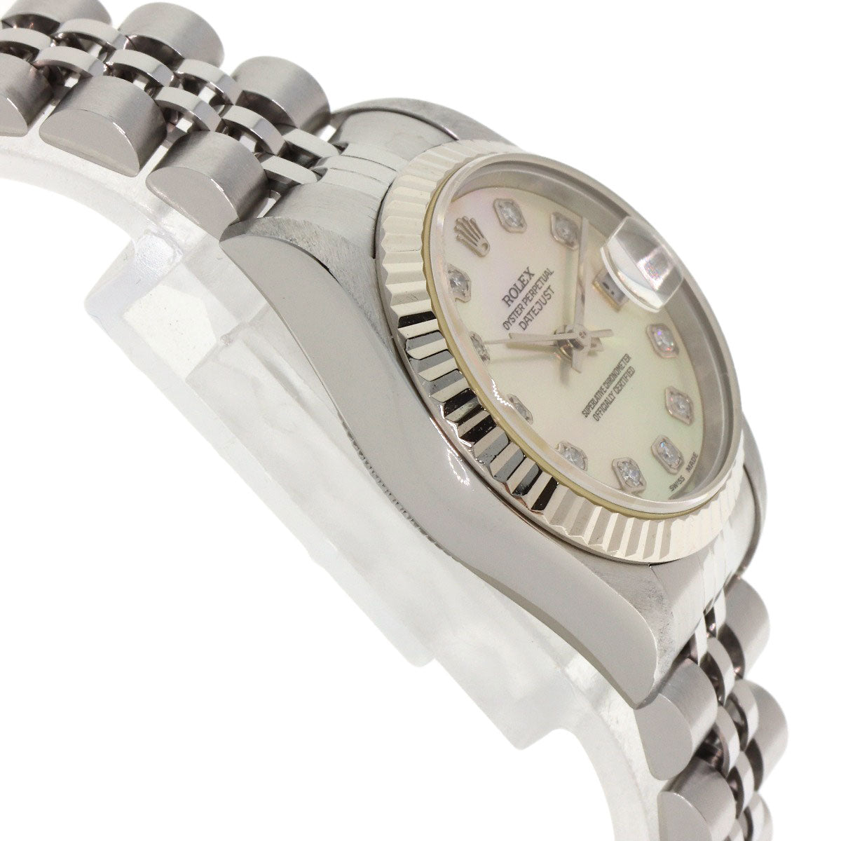 ROLEX ロレックス 69174NG デイトジャスト 10P ダイヤモンド 腕時計 SS レディース 中古