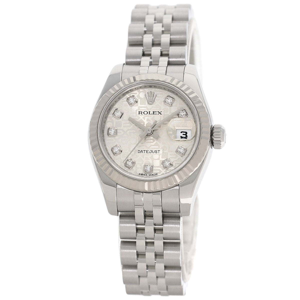 ROLEX ロレックス 179174G デイトジャスト 10P ダイヤモンド 腕時計 SS レディース 中古