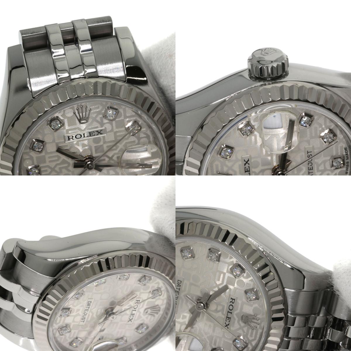 ROLEX ロレックス 179174G デイトジャスト 10P ダイヤモンド 腕時計 SS レディース 中古