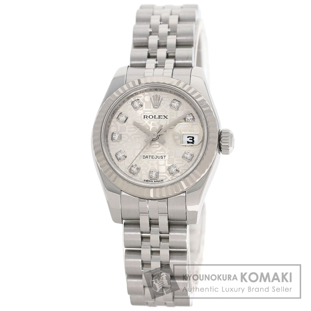 ROLEX ロレックス 179174G デイトジャスト 10P ダイヤモンド 腕時計 SS レディース 中古