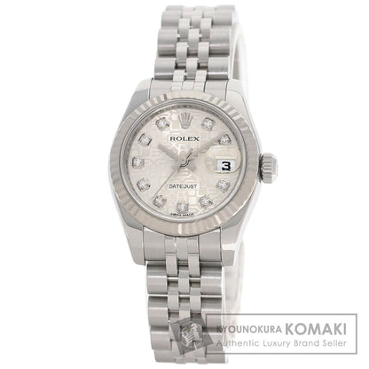 ROLEX ロレックス 179174G デイトジャスト 10P ダイヤモンド 腕時計 SS レディース 中古