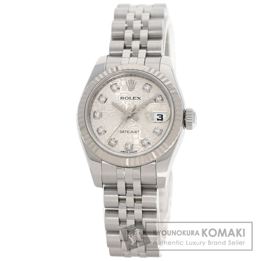 ROLEX ロレックス 179174G デイトジャスト 10P ダイヤモンド 腕時計 SS レディース 中古