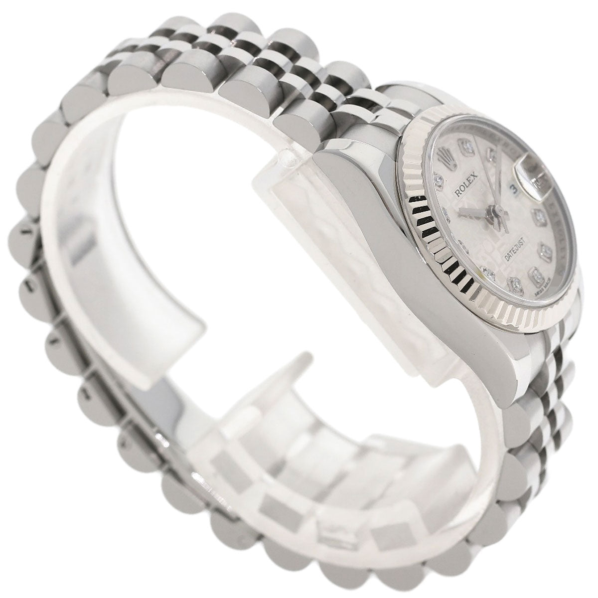 ROLEX ロレックス 179174G デイトジャスト 10P ダイヤモンド 腕時計 SS レディース 中古