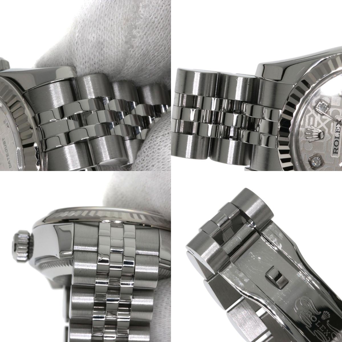 ROLEX ロレックス 179174G デイトジャスト 10P ダイヤモンド 腕時計 SS レディース 中古