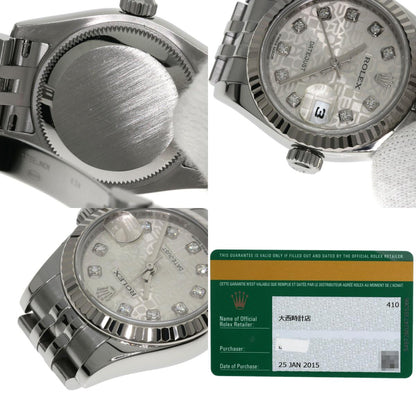 ROLEX ロレックス 179174G デイトジャスト 10P ダイヤモンド 腕時計 SS レディース 中古