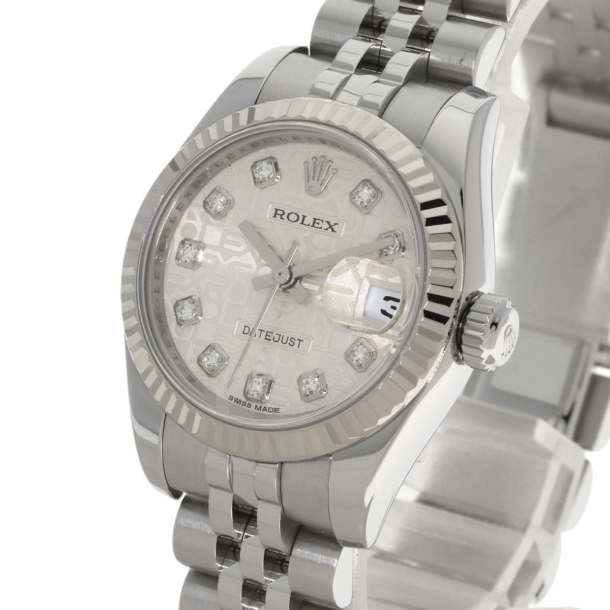 ROLEX ロレックス 179174G デイトジャスト 10P ダイヤモンド 腕時計 SS レディース 中古