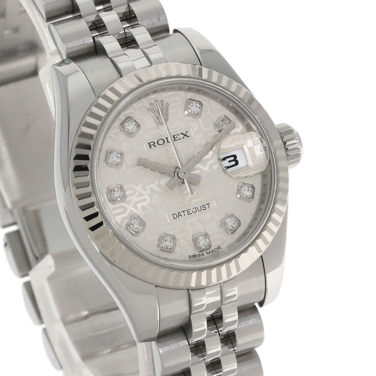 ROLEX ロレックス 179174G デイトジャスト 10P ダイヤモンド 腕時計 SS レディース 中古