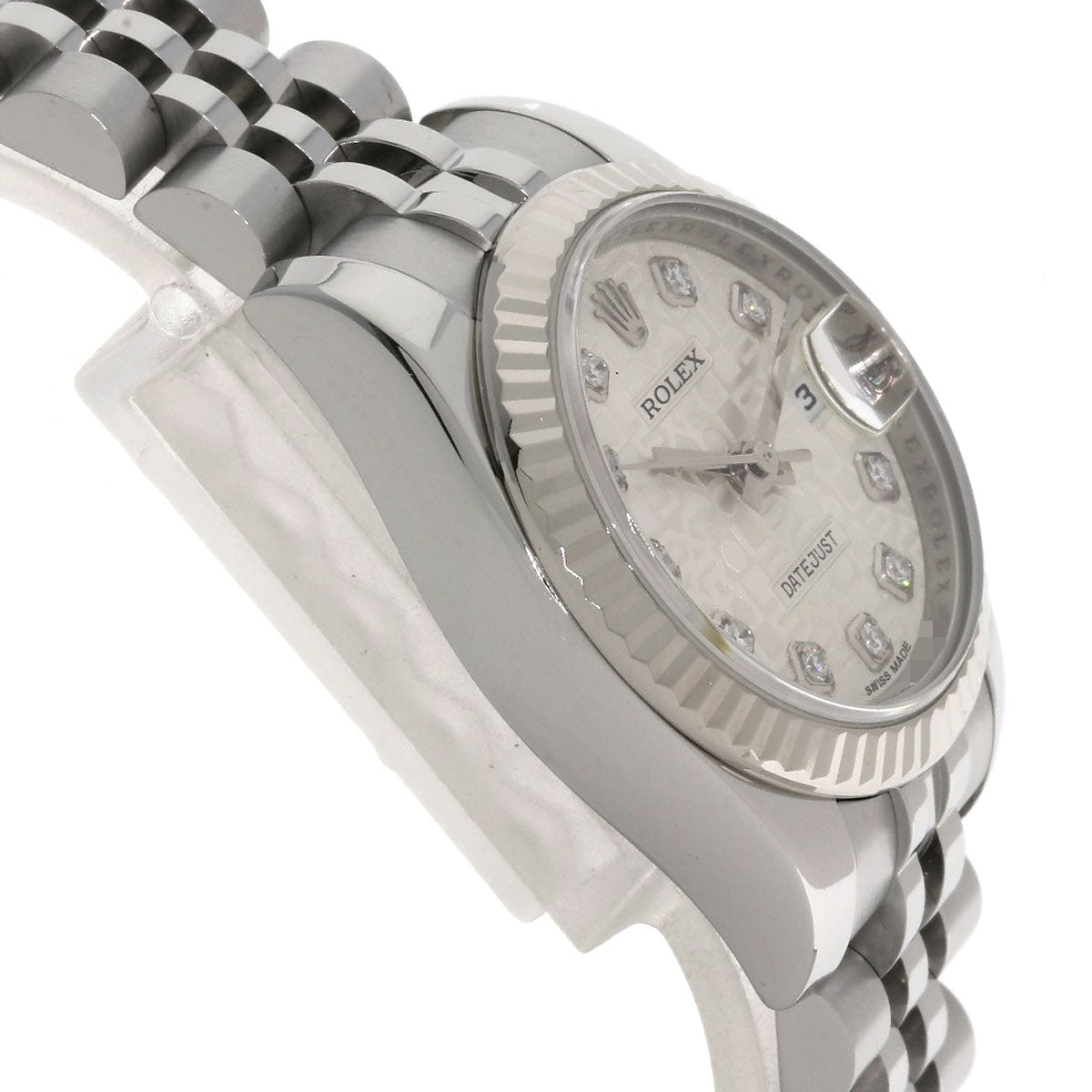 ROLEX ロレックス 179174G デイトジャスト 10P ダイヤモンド 腕時計 SS レディース 中古