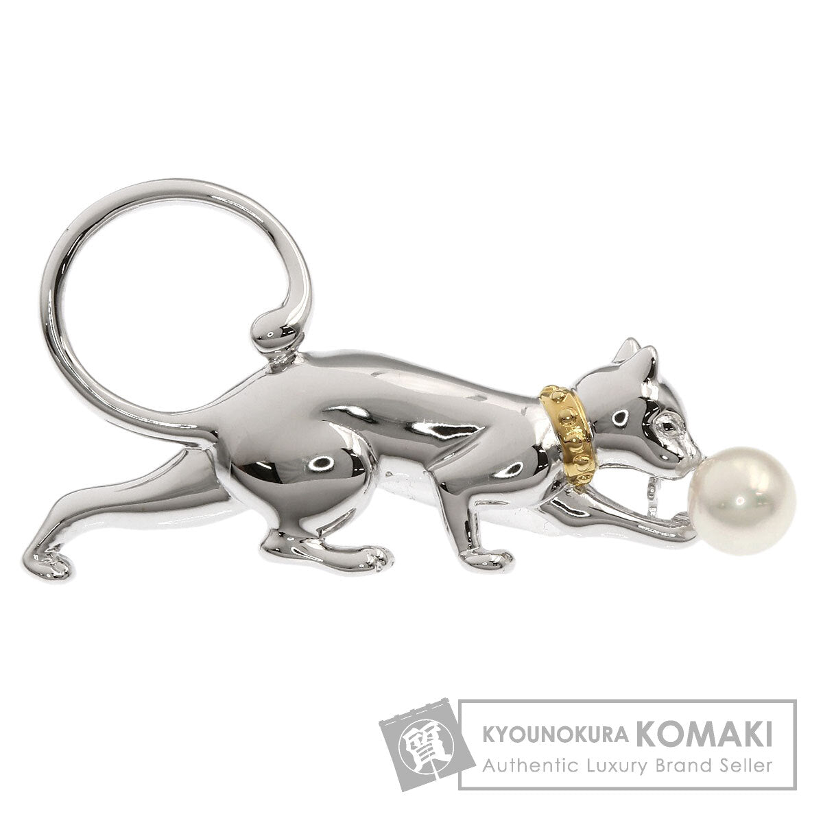 ミキモト キャットモチーフ アコヤパール 真珠 ブローチ 中古 商品画像1
