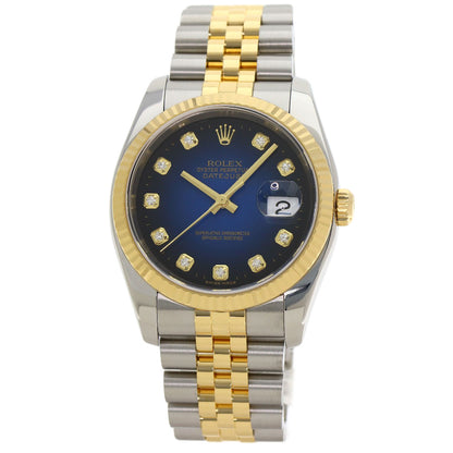 ROLEX ロレックス 116233G デイトジャスト 10P ダイヤモンド ブルーグラデーション 腕時計 SS メンズ 中古