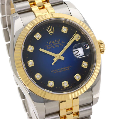 ROLEX ロレックス 116233G デイトジャスト 10P ダイヤモンド ブルーグラデーション 腕時計 SS メンズ 中古