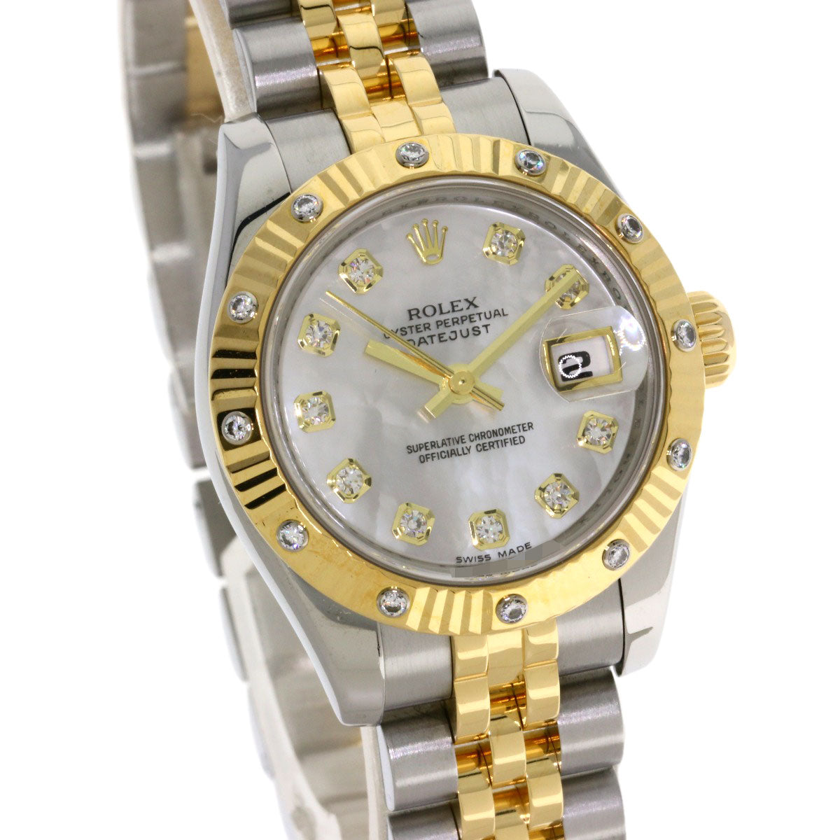 ROLEX ロレックス 179313NG デイトジャスト 10P ベゼルダイヤモンド 腕時計 SS レディース 中古