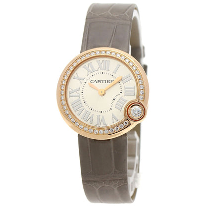 CARTIER カルティエ WJBL0008 バロン ブラン ドゥ カルティエ ベゼルダイヤモンド 腕時計 K18PG レディース 中古