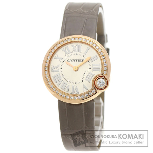 CARTIER カルティエ WJBL0008 バロン ブラン ドゥ カルティエ ベゼルダイヤモンド 腕時計 K18PG レディース 中古