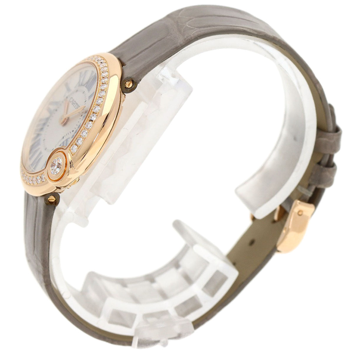 CARTIER カルティエ WJBL0008 バロン ブラン ドゥ カルティエ ベゼルダイヤモンド 腕時計 K18PG レディース 中古