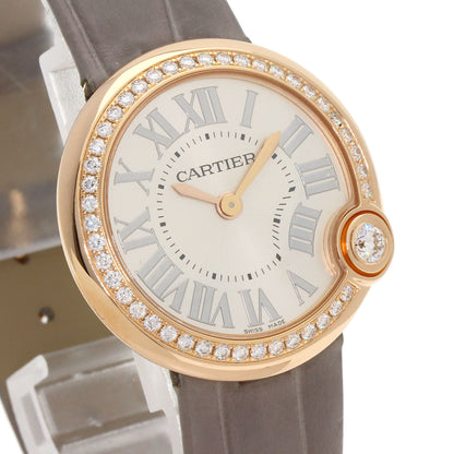 CARTIER カルティエ WJBL0008 バロン ブラン ドゥ カルティエ ベゼルダイヤモンド 腕時計 K18PG レディース 中古