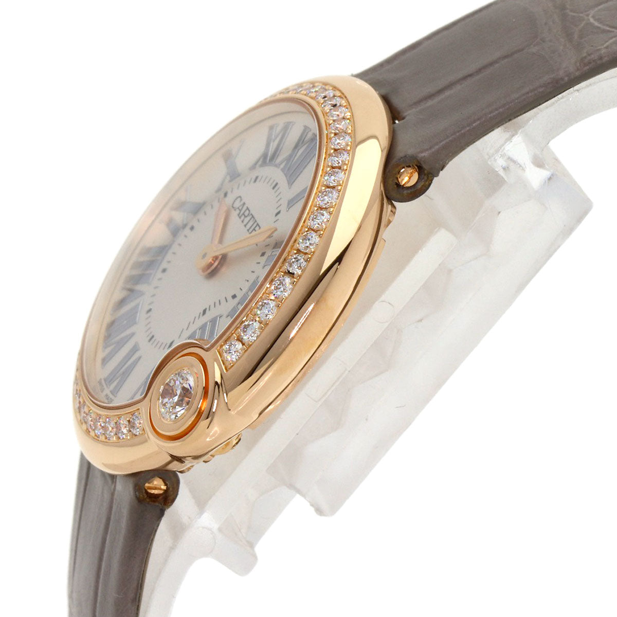 CARTIER カルティエ WJBL0008 バロン ブラン ドゥ カルティエ ベゼルダイヤモンド 腕時計 K18PG レディース 中古