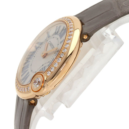 CARTIER カルティエ WJBL0008 バロン ブラン ドゥ カルティエ ベゼルダイヤモンド 腕時計 K18PG レディース 中古