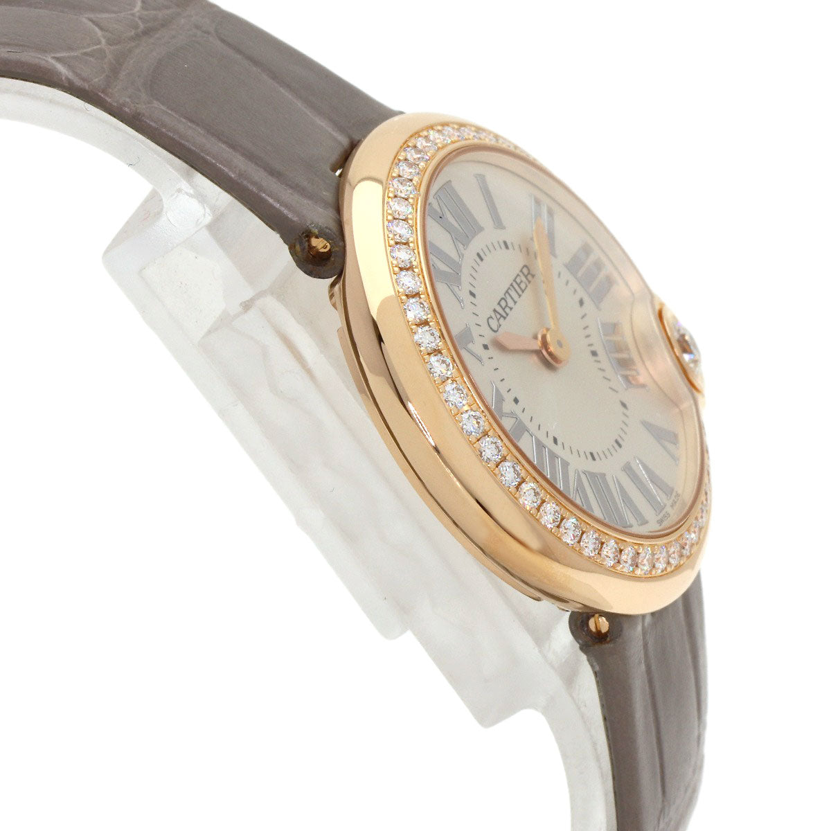 CARTIER カルティエ WJBL0008 バロン ブラン ドゥ カルティエ ベゼルダイヤモンド 腕時計 K18PG レディース 中古