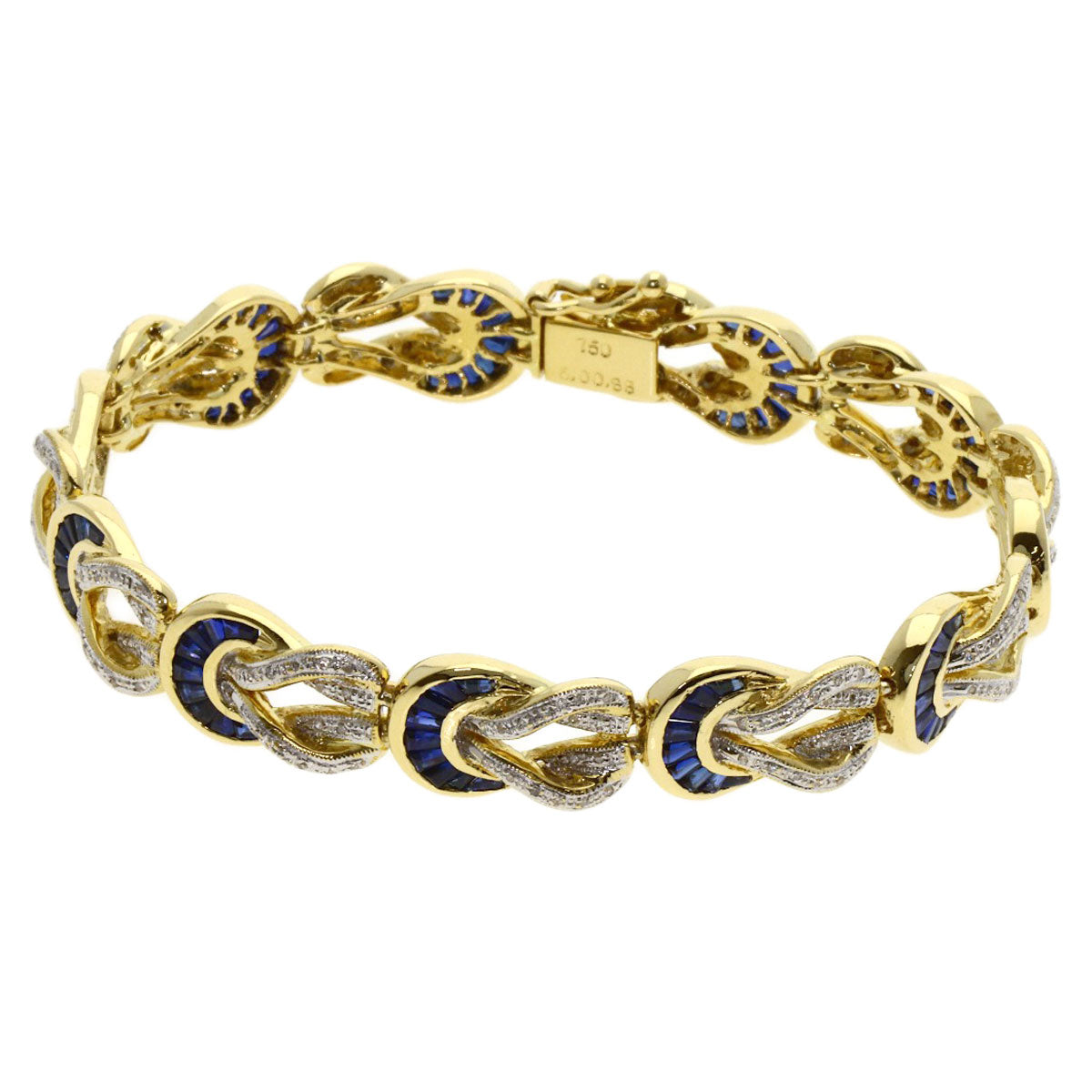 SELECT JEWELRY セレクトジュエリー サファイア ダイヤモンド ブレスレット K18YG レディース 中古