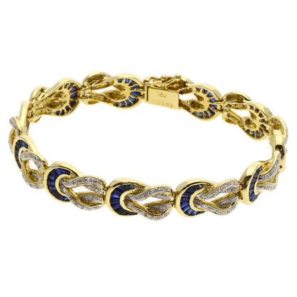 SELECT JEWELRY セレクトジュエリー サファイア ダイヤモンド ブレスレット K18YG レディース 中古