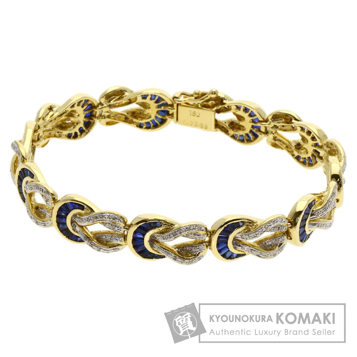 SELECT JEWELRY セレクトジュエリー サファイア ダイヤモンド ブレスレット K18YG レディース 中古